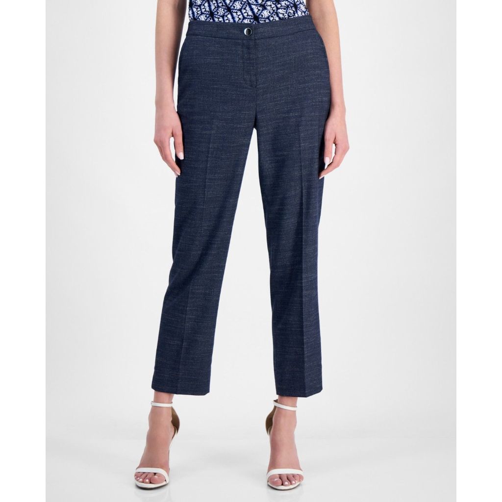 Anne Klein Women's Mid-Rise Straight-Leg Ankle Pants - Distant Mountain Multi, Size 2