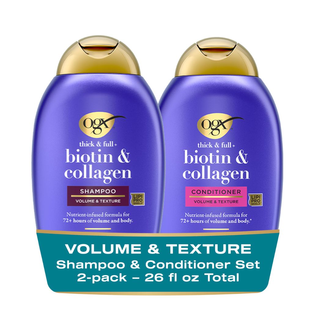 OGX Thick & Full + Biotin and Collagen for Hair Volume & Body, 13 fl oz, 2 Pack