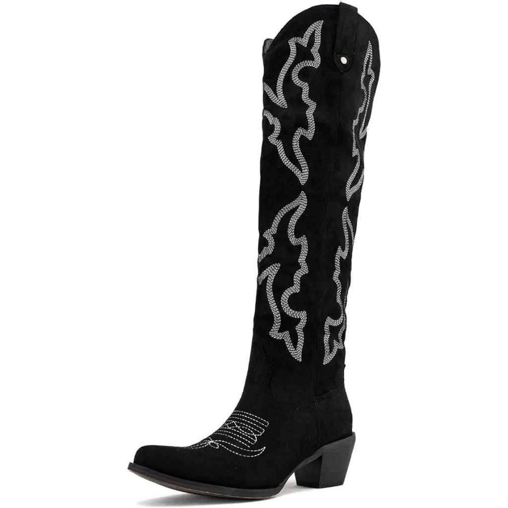 Gradinery Black Cowboy Boots For Women -8