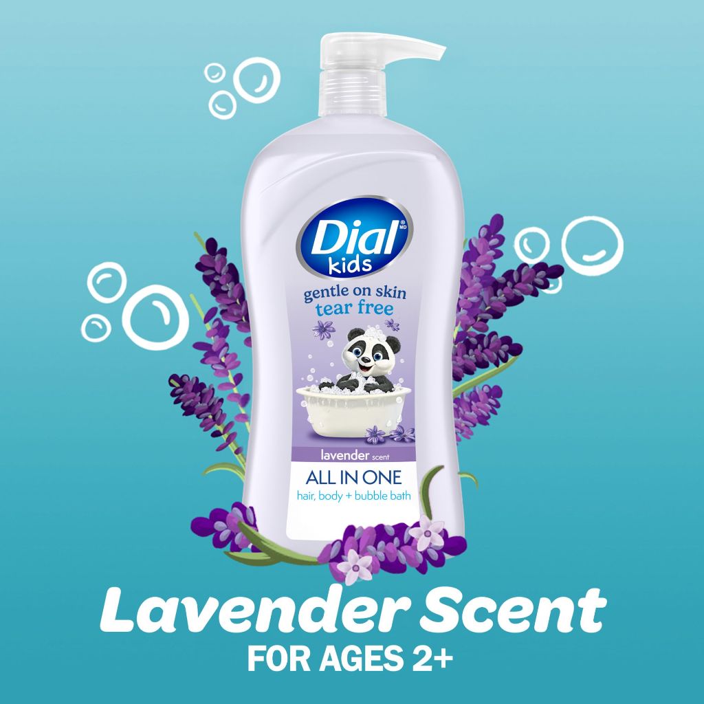 Dial Kids All-in-1 Body + Hair + Bubble Bath, Lavender Scent - 32 fl. oz.