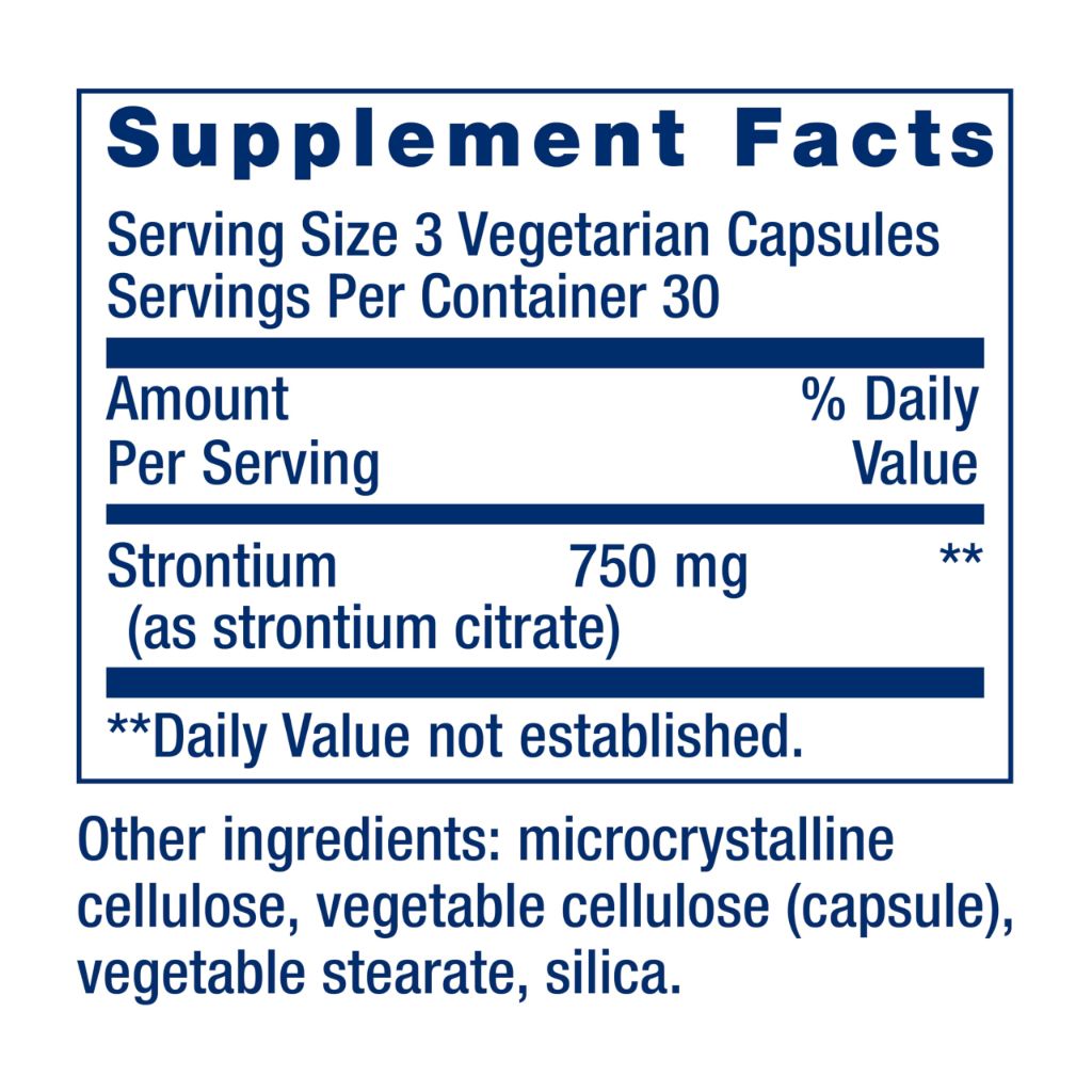 Life Extension Strontium Caps, Trace Mineral for Advanced Bone Health Support, 90 Capsules