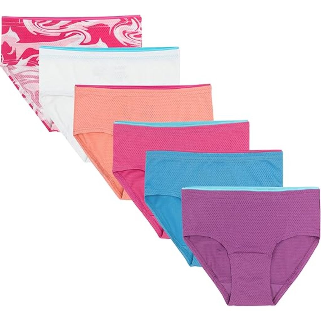 Fruit of the Loom Girls' Breathable Micro-Mesh Briefs - Assorted Colors, Size 14 (6 Pair)