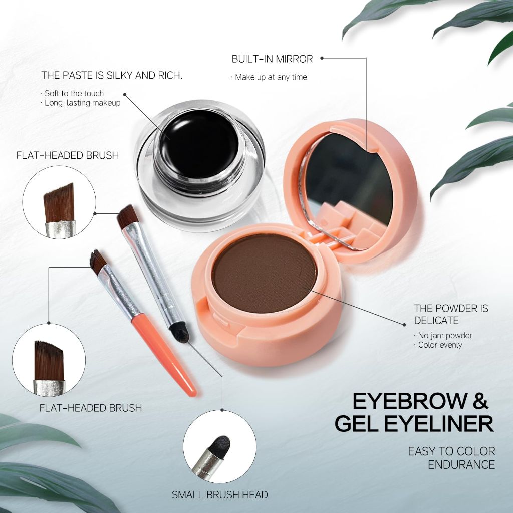 JOSURBEAUTY Dual Head Eyebrow and Eyeliner 1 IN 2 with Waterproof Pomade - Brow Gel and Eyeliner Pen with Dual Brush