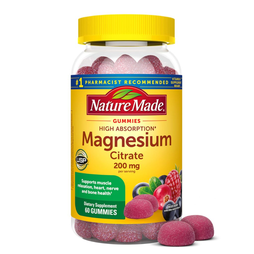 Nature Made High Absorption Magnesium Citrate for Muscle, Nerve, Bone and Heart Support, 60 Gummies