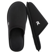 VeraCosy Men's Knitted Scottish Slippers with Soft Memory Foam Non Slip Indoor Rubber Sole Dark Black,9-10 US