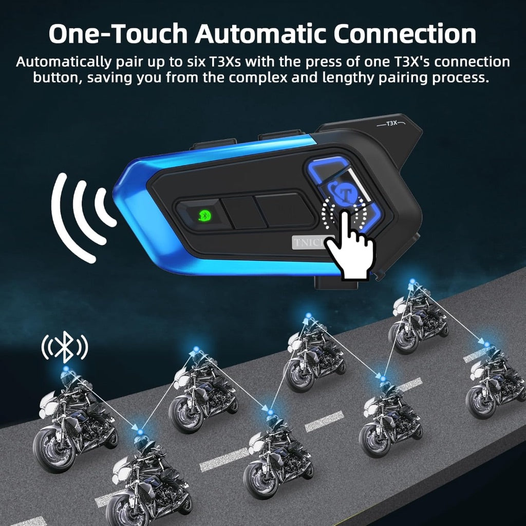 Motorcycle Bluetooth Headset with ENC Tech, T3X Helmet Bluetooth Headset, 1000m 8-Way Motorcycle Helmet Bluetooth, Stronger Call Noise Reduction,3 Sound Effects & Universal Paring(1 Pack)