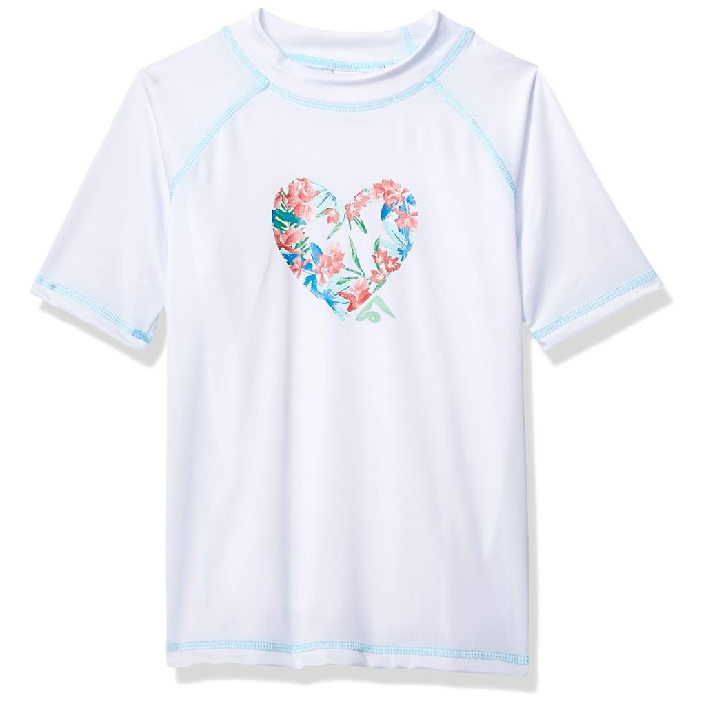Kanu Surf Big Girls Jade UPF 50+ Sun Protective Rashguard Swim Shirt, Leonie White, Medium (10)