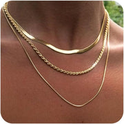 Fennelisa Women's Gold Layered Necklaces - 3Pcs