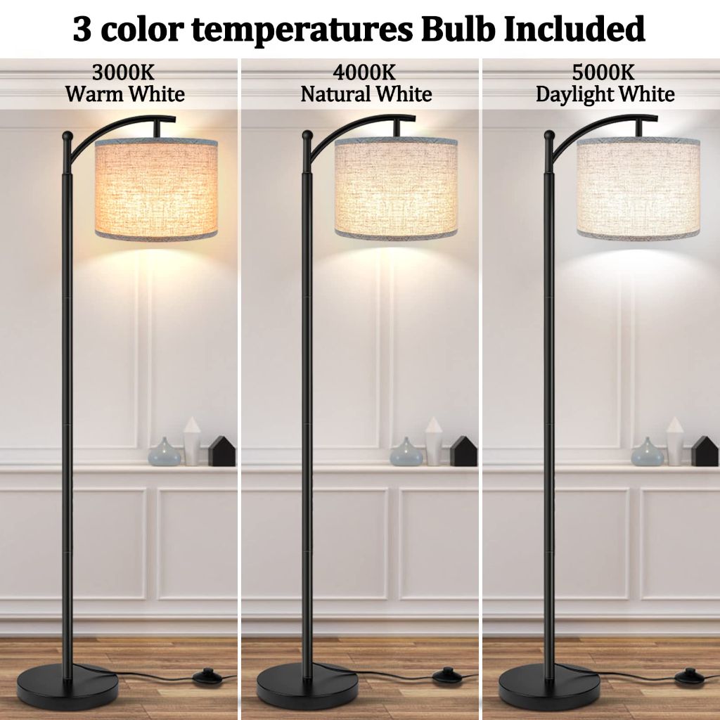 ROTTOGOON Floor Lamp for Living Room with 3 Color Temperatures LED Bulb -Black
