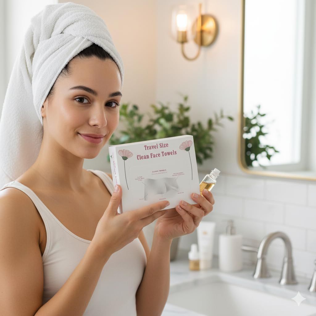 Disposable Travel Size Face Towels, 10 Count