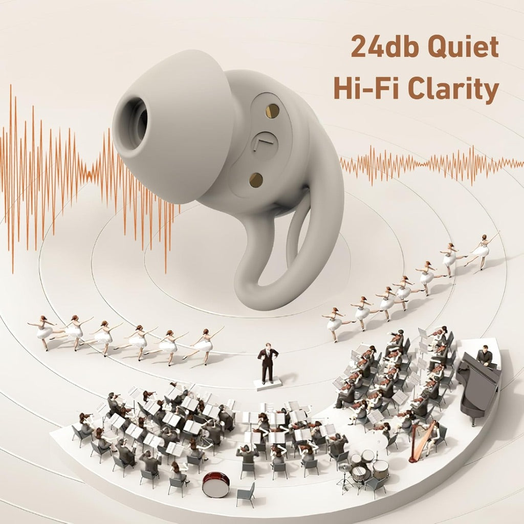 Pansonite Invisible in-Ear Sleep Earbuds, Noise Cancelling Earphones, Side Sleeper Comfort, Hi-Fi Sound, Clear Calls, Bluetooth 5.4 Mini Headphones, Wireless Earbuds for Sleeping, Smart Touch Control