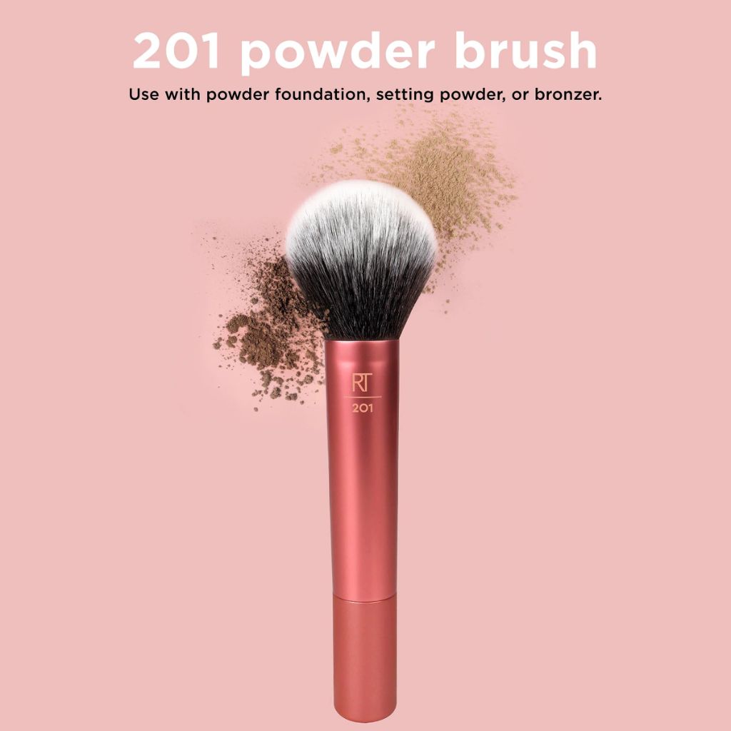 Real Techniques Powder Brush, Ultra Plush Synthetic Bristles, Orange, 1 Count
