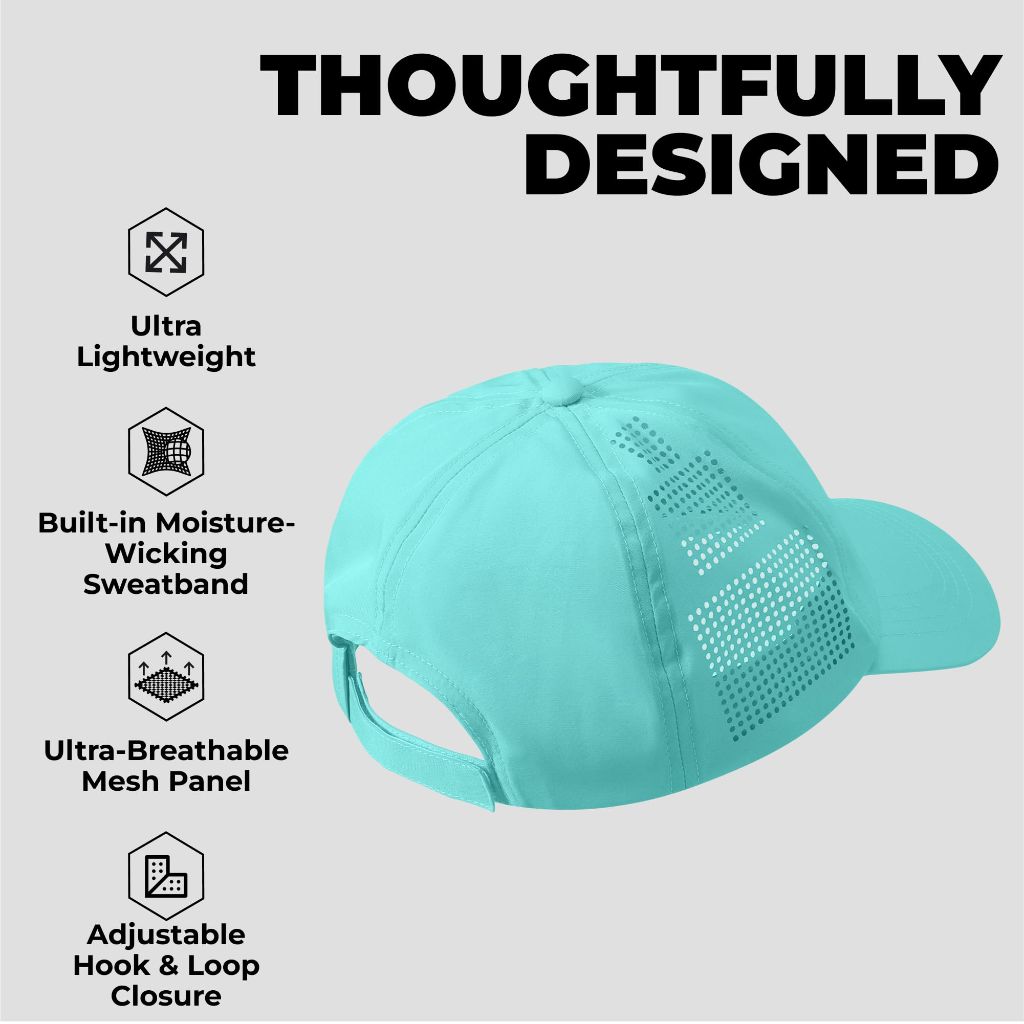 Tough Headwear Baseball Running Cap  - Sweat-Wicking Aqua
