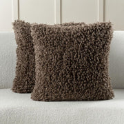 FUTEI Pack of 2 Decorative Throw Pillow Covers 26x26 Inch,Soft Fluffy Faux Wool Fur Boucle Textured Pillow Shams,Modern Home Decor for Couch Bed Living Room Office,Chocolate