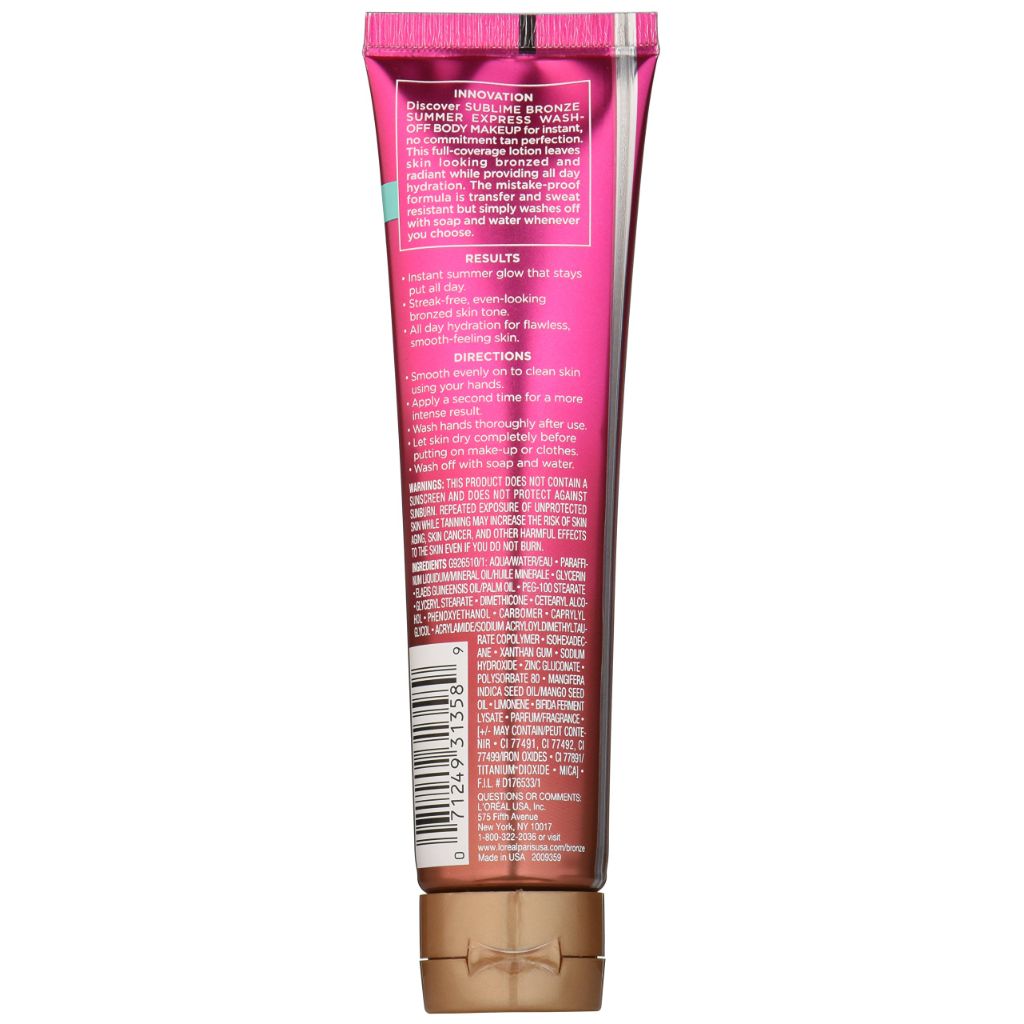L'Oréal Paris Sublime Bronze Summer Express Body Makeup Lotion, Medium, 3.55 fl. oz.