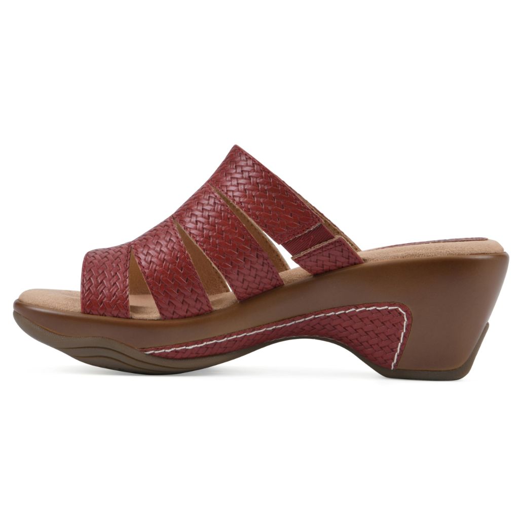 WHITE MOUNTAIN Women's Valora Strappy Clog Sandal, Red/Woven, 11 W