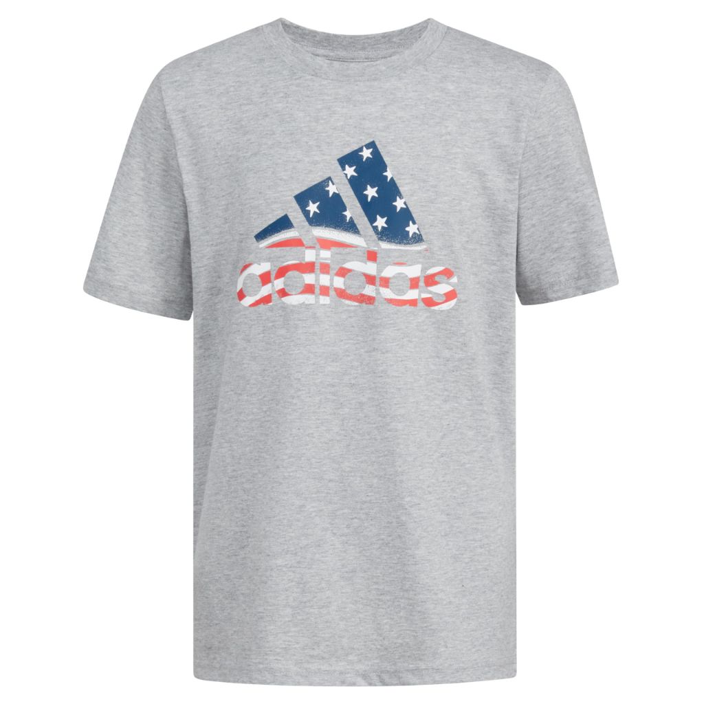Adidas Boys Short Sleeve USA Proud Heather Tee, Medium Grey Heather, 2T