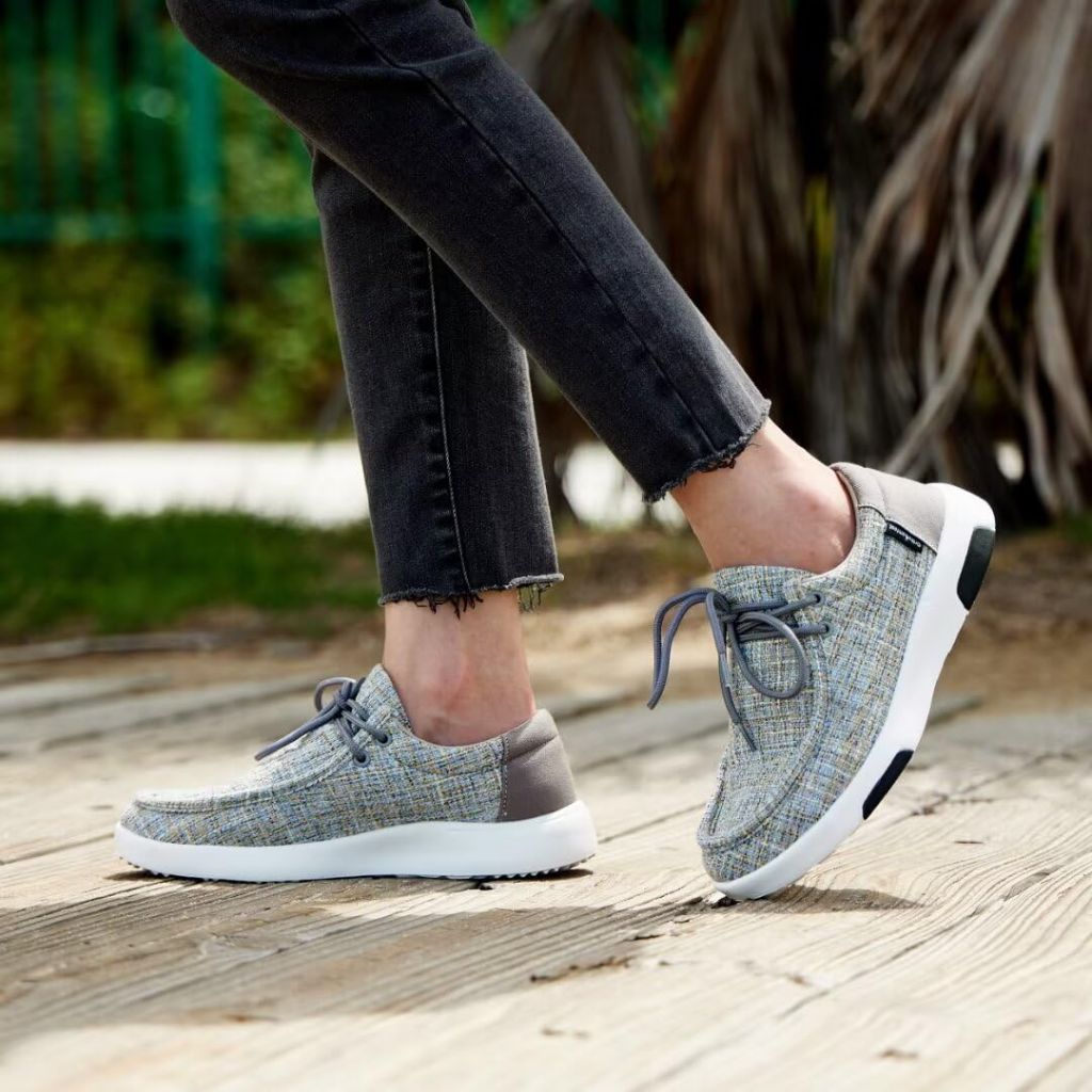 SZ 9, OrthoComfoot Casual Women's Plantar Fasciitis Walking Shoes, Grey