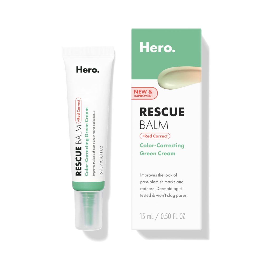 Hero Cosmetics Rescue Balm Red Correct - 15ml: Noncomedogenic, Face Cream, Acne-Prone Skin, Unscented