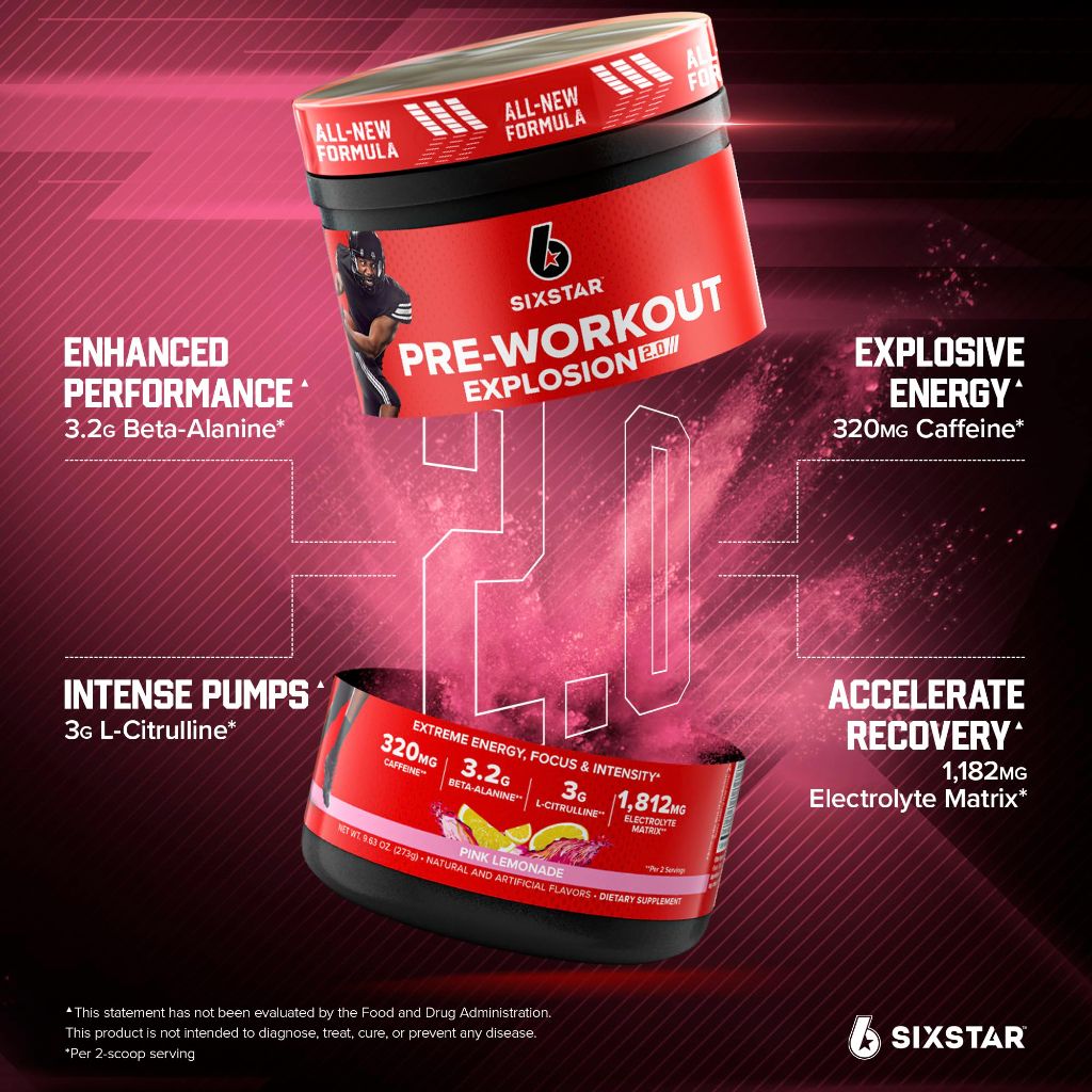 Six Star Pre-Workout Powder, Pink Lemonade (30 Servings)