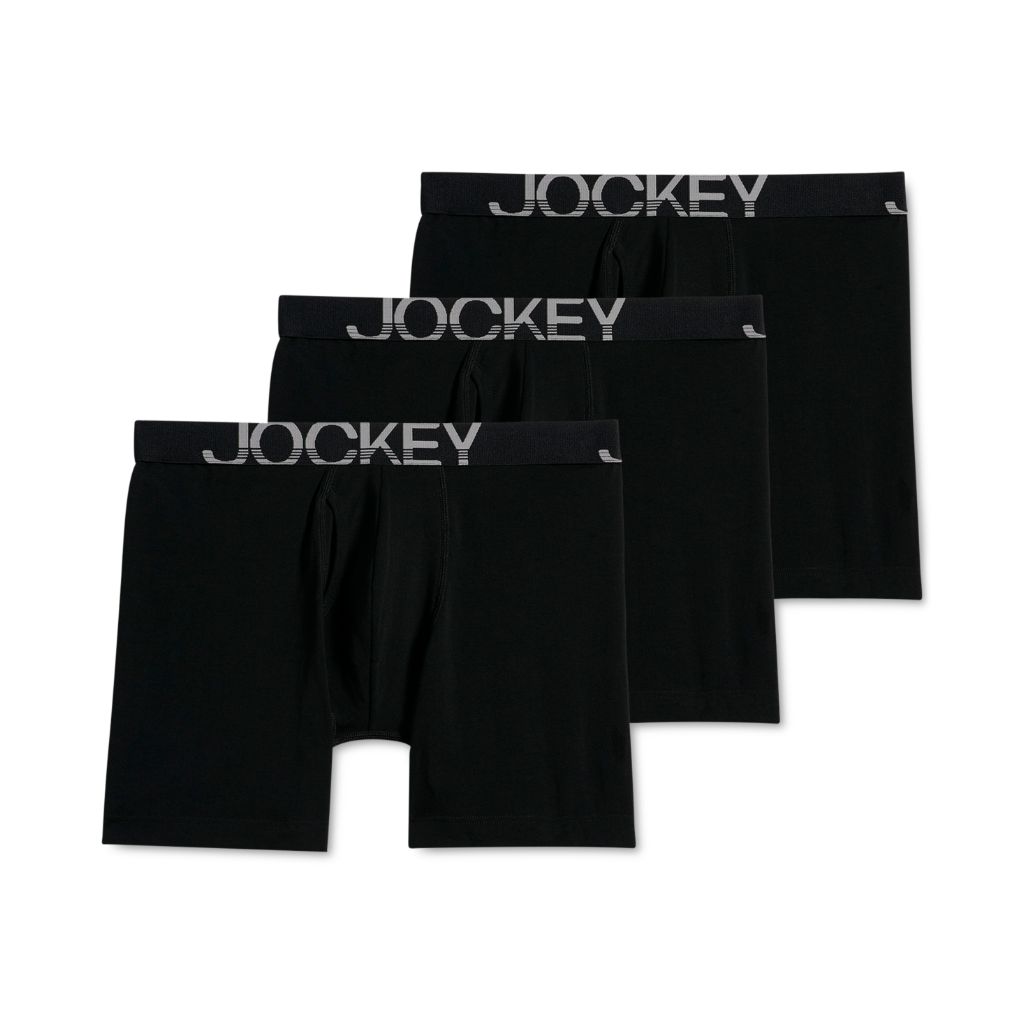 Jockey Men's ActiveStretch 7" Long Leg Boxer Briefs - Black, Size Medium (3 Pair)