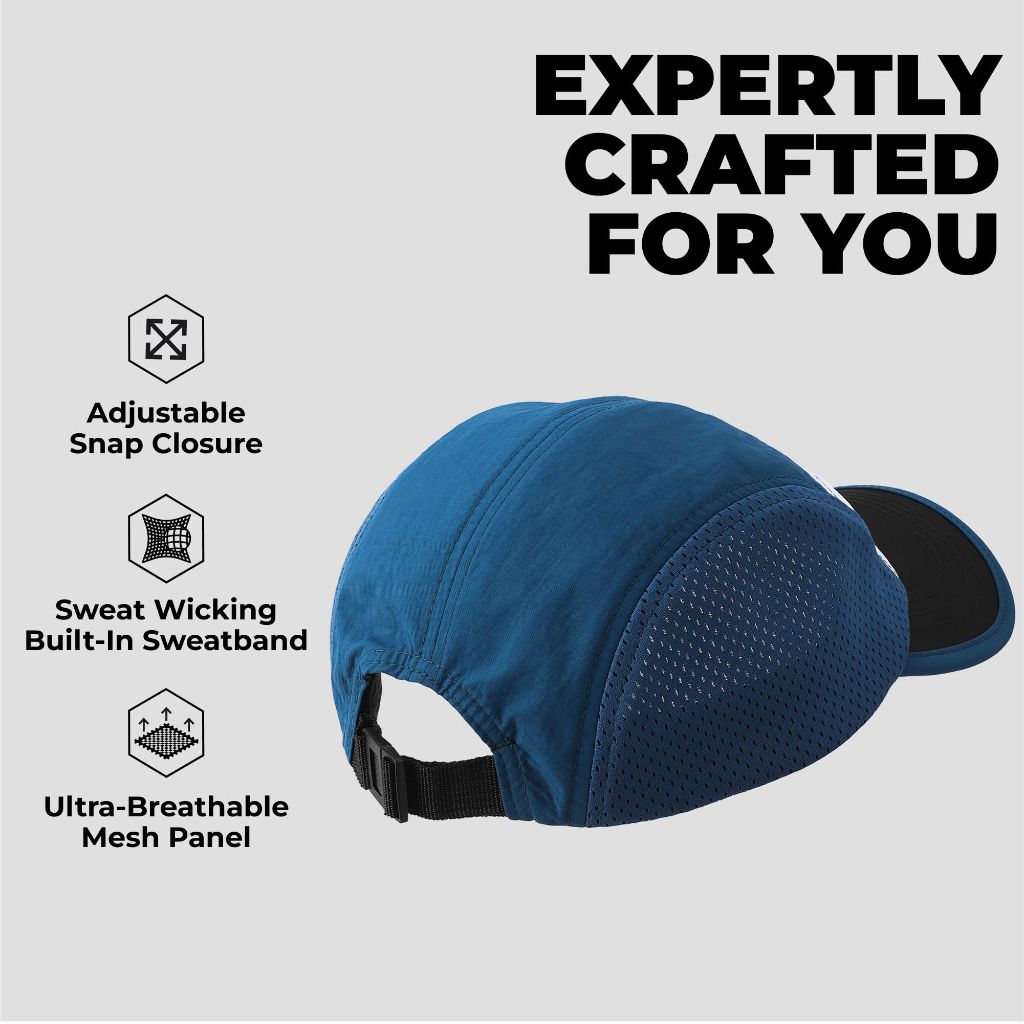 Tough Headwear 5 Panel Running Hat, Blue