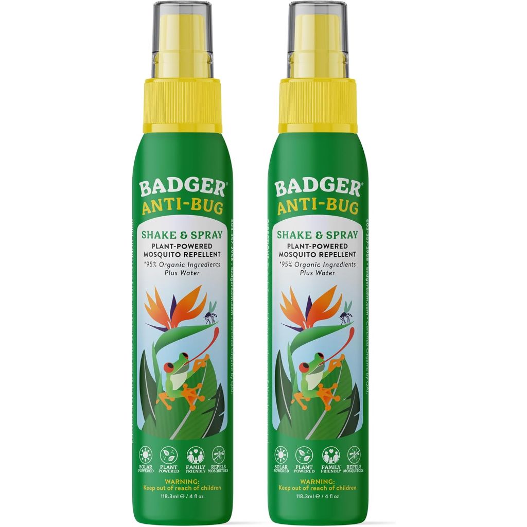 Badger Anti-Bug Spray, 3-Hour DEET-Free Mosquito Repellent - 4 fl. oz. (2 Pack)