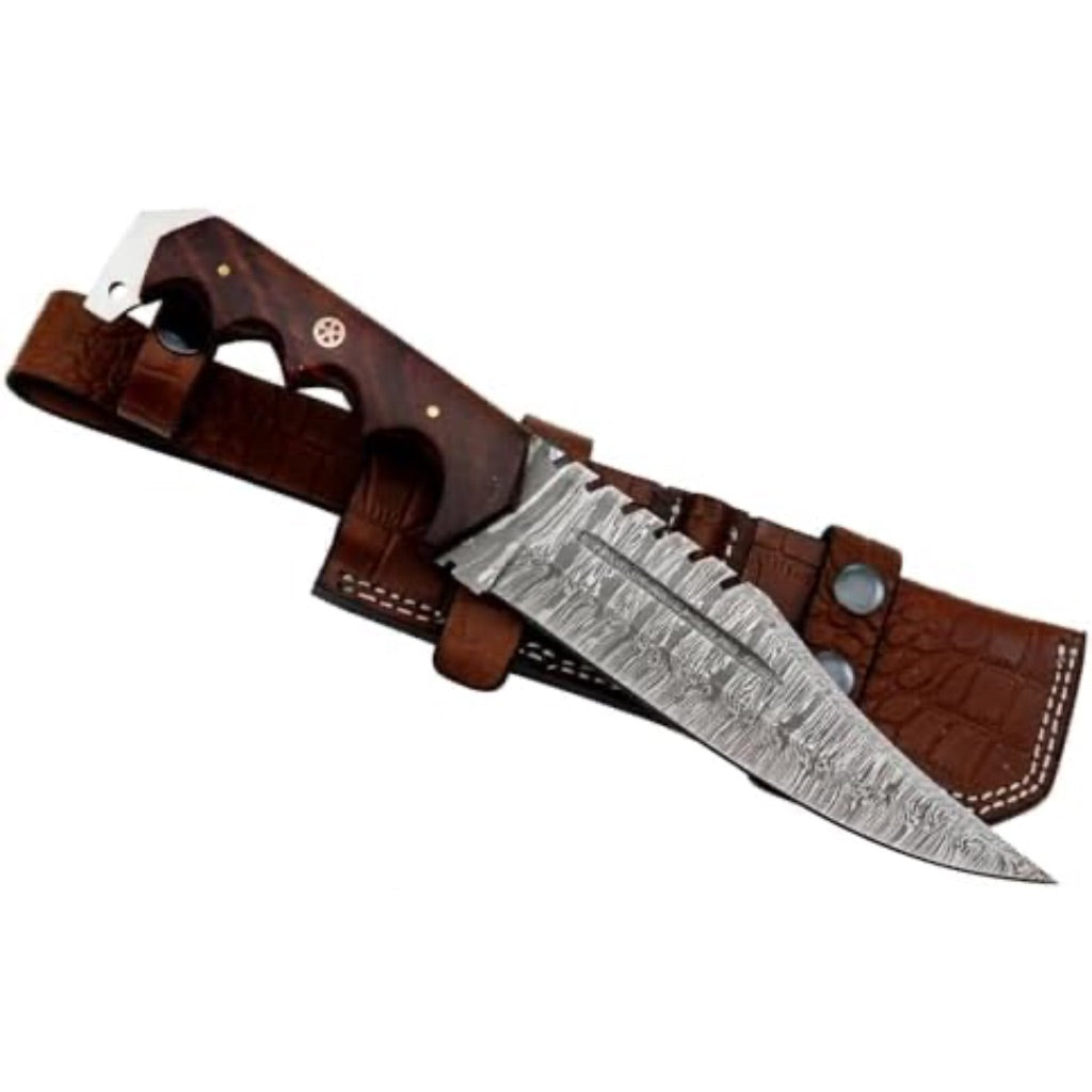 Nooraki BK-350 Premium Handmade Damascus Steel 12" Hunting Knife with Sheath