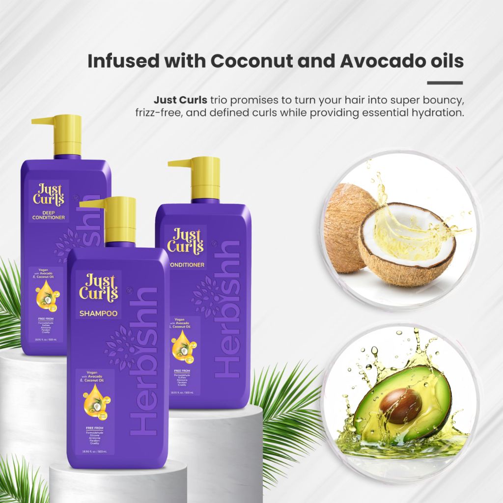 Herbishh Curly Hair Shampoo and Conditioner Set (3 X 16.91 Fl Oz)