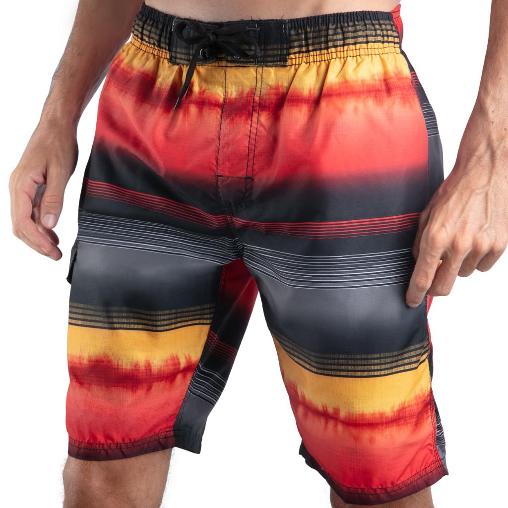 Kanu Surf Mens, Barracuda Swim Trunks (Regular & Extended Sizes), Nova Black/Red, XX-Large