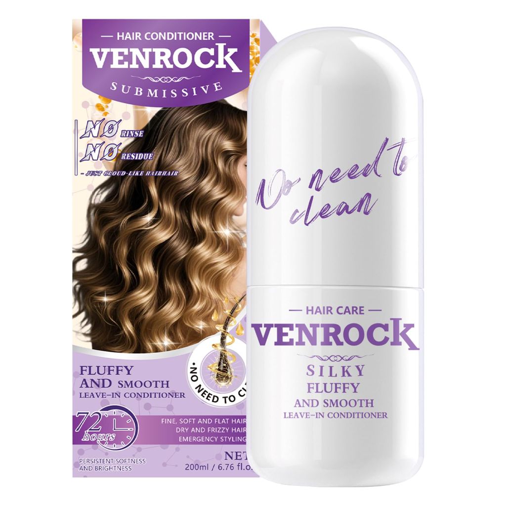 Venrock Silky Leave-in Hair Conditioner, Fluffy and Smooth, 6.76 fl oz