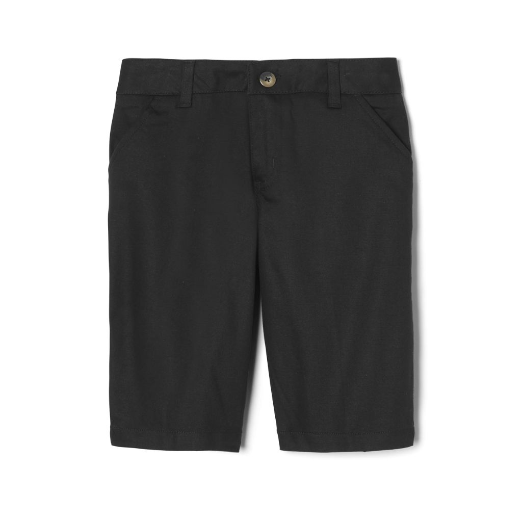 French Toast Girls' Adjustable Waist Twill Bermuda Shorts - Black, 12