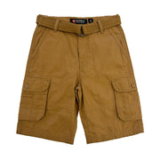 Southpole Boys' Belted Ripstop Basic Cargo Shorts, Deep Khaki, 14