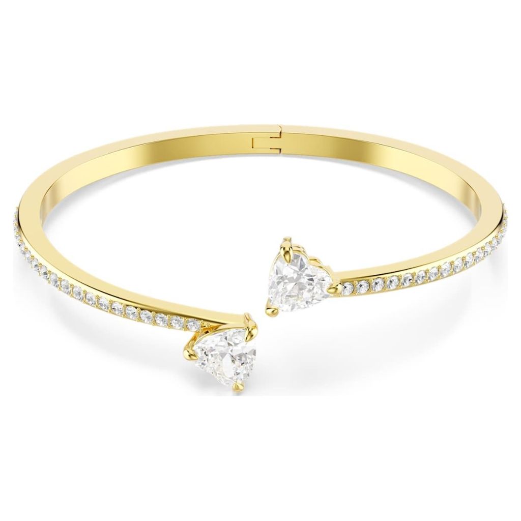 Swarovski Mesmera bangle, Heart, White, Gold-tone finish