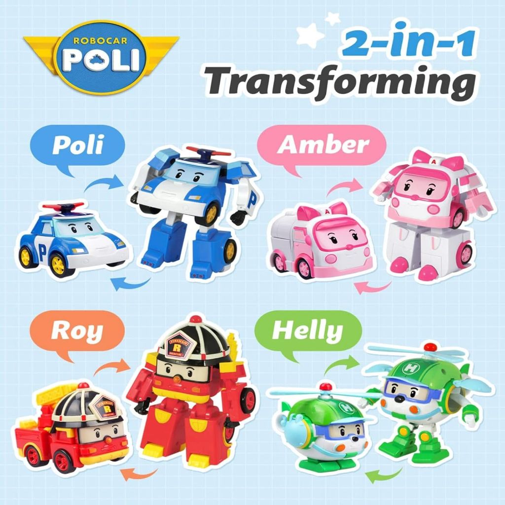 Robocar Poli 4" Transforming Robot - Helly Transforming Helicopter Action Rescue Toy Figure, STEM Educational Gift for Toddlers and Kids Age 1+ (Damaged Box)