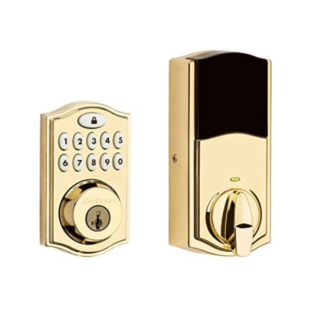 KwikSet 914 SmartCode Electric Deadbolt Lock with Zigbee 3.0 - Lifetime Polished Brass