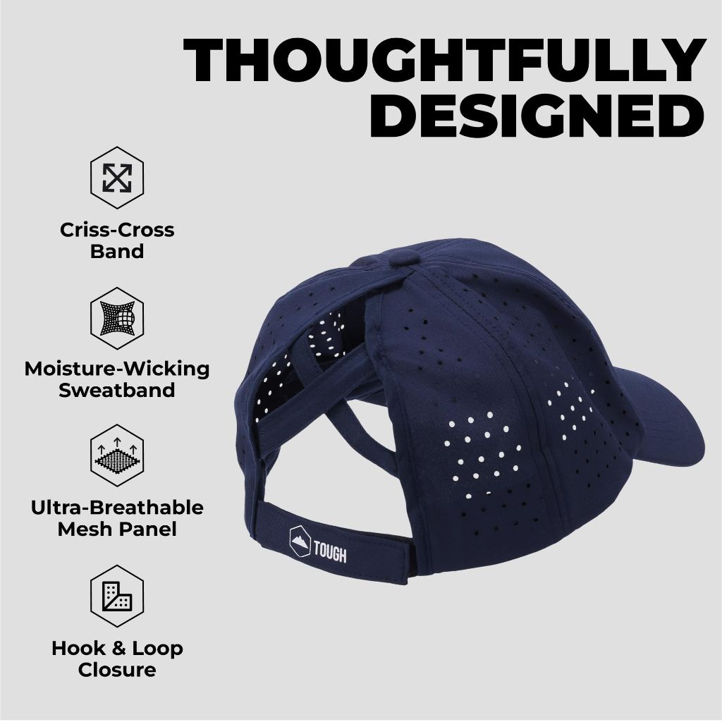 Tough Headwear Ponytail Cap - Womens Baseball Caps - Navy Blue