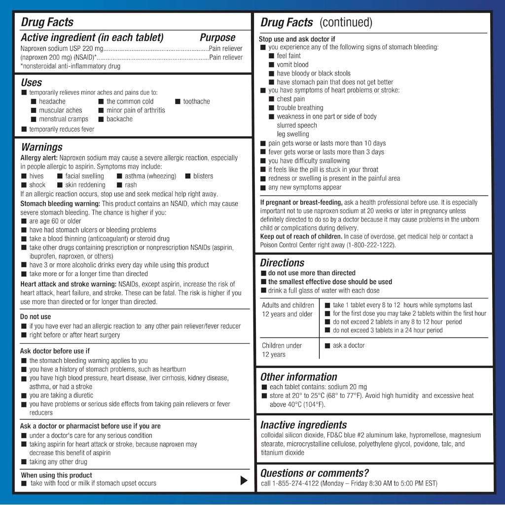 Amazon Basic Care Naproxen Sodium 220mg (NSAID) - 90 Tablets