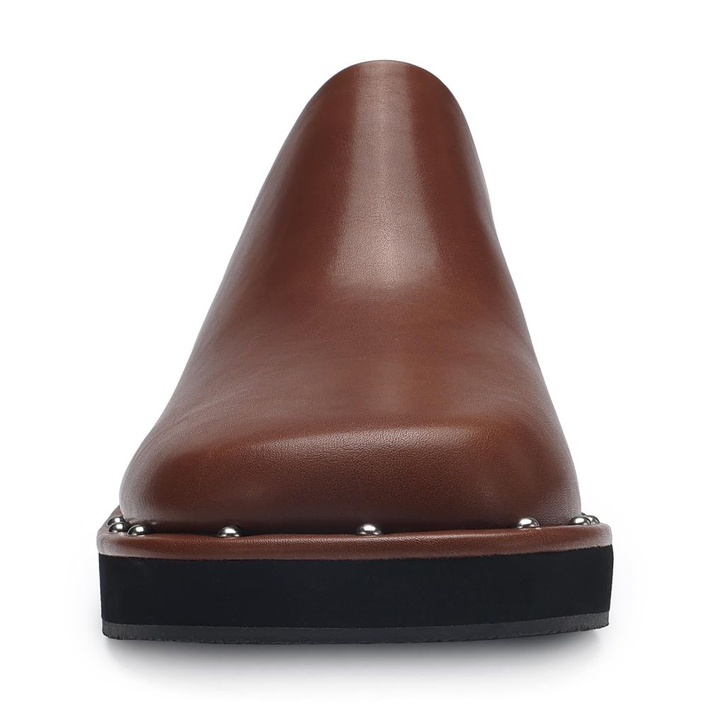 Mules for Women Clogs Chunky Block Heel, Chestnut - size 42