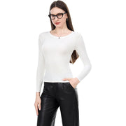 Women Long Sleeve Shirts Crew Neck Ribbed Basic Tops Slim Fit Tops Fall Outfits Casual T-Shirt Winter Clothes