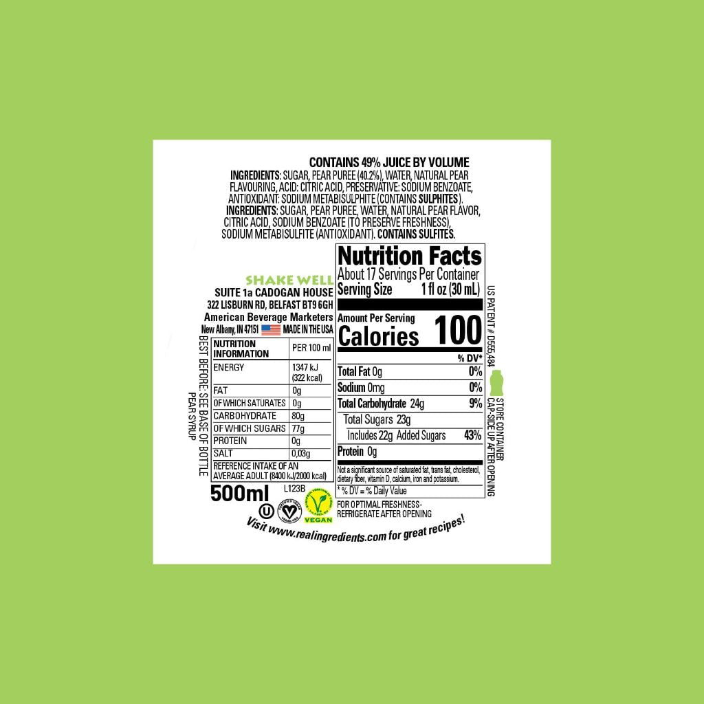 Juicy Pear Reàl Infused Exotics, Pear Puree Infused Syrup - 16.9 fl. oz.