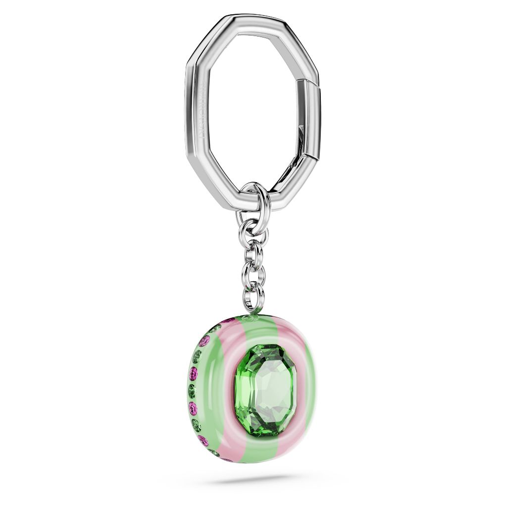 Swarovski Dulcis Octagon Cut Key Ring, Green & Pink, Rhodium Finish Keyring (5713885)
