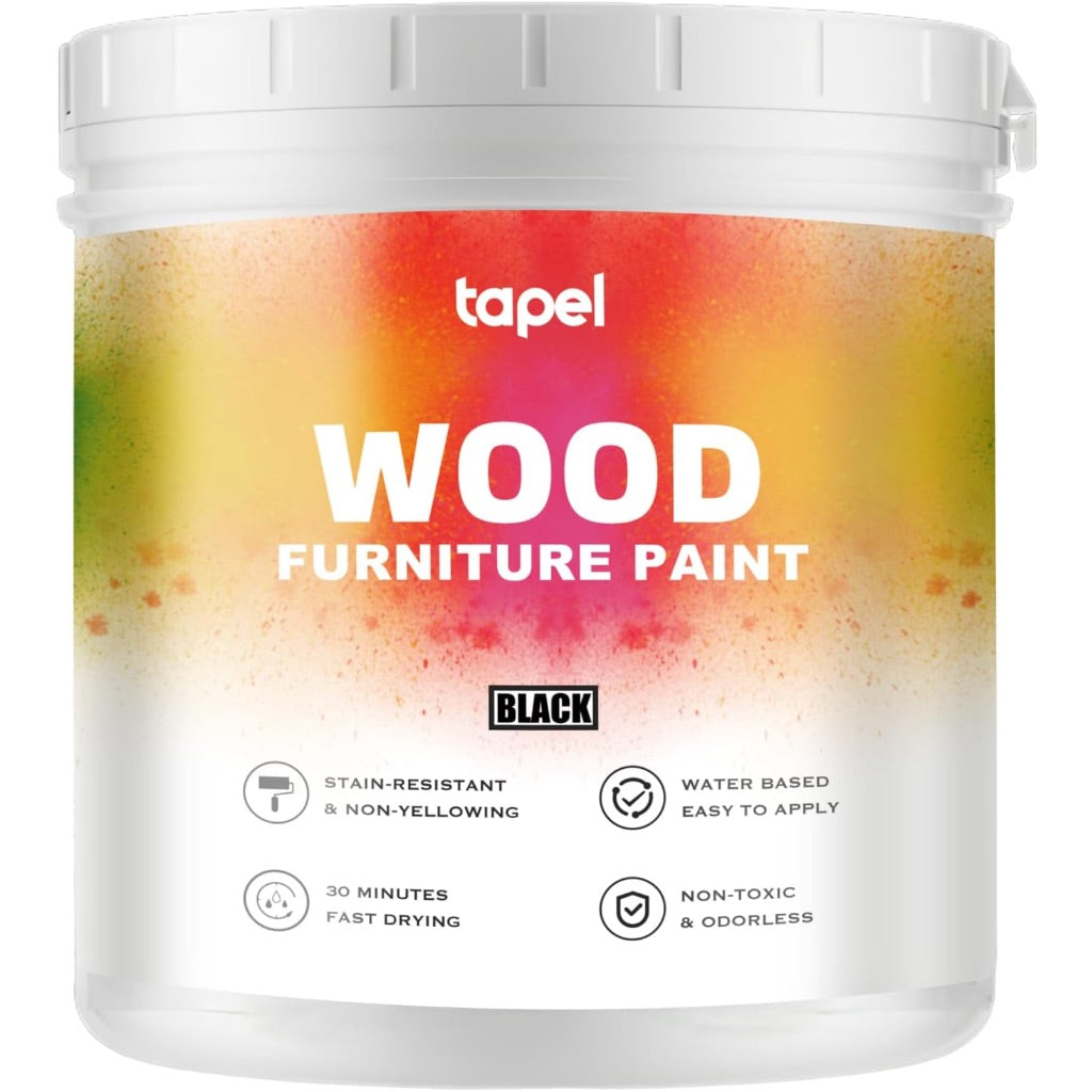 All-in-One Chalk Matte Paint for Wood Furniture - 30min Quick-Dry, No Primer or Topcoat Needed, Water-Based -  1qt (Black)