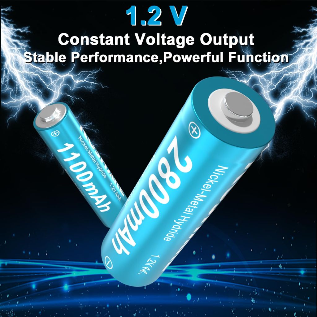 KOSHARE Rechargeable AA AAA Batteries with Charger,16Pcs Type-C and 8 Slot Charger