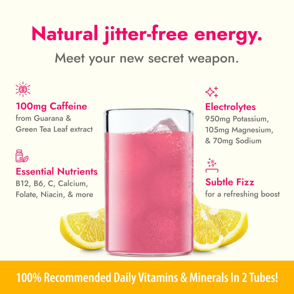 Zipfizz Daily Energy Drink Powder, Pink Lemonade, 20 Pack