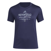 Adidas Womens Sporting Kansas City Pre-Game Short Sleeve Soccer T-Shirt,Team Navy Blue/Sporting Kansas City,XX-Large
