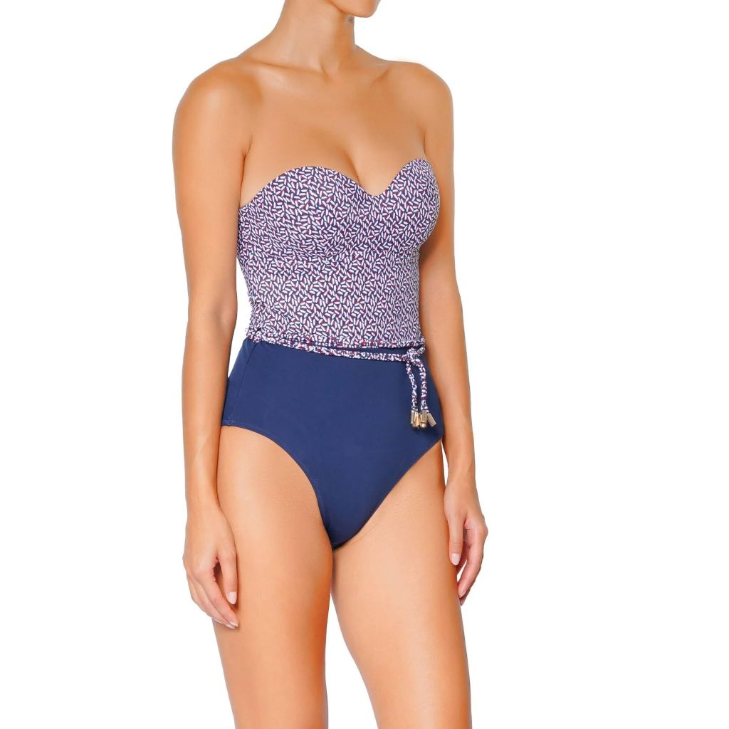 SZ 34C, Huit CRO-01 Croisette One Piece Neck Tie Swimsuit Marine