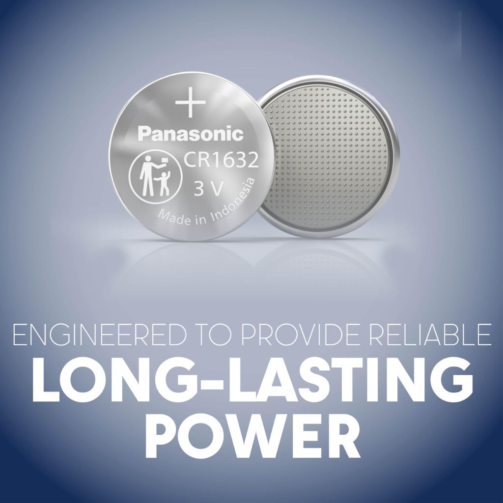 Panasonic CR1632 3.0 Volt Long Lasting Lithium Coin Cell Batteries in Child Resistant, Standards Based Packaging, 2-Battery Pack