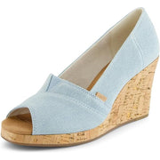 TOMS Women's Classic Espadrille Wedge Sandal - Pastel Blue Washed Denim, Size 11 *Damaged Box*