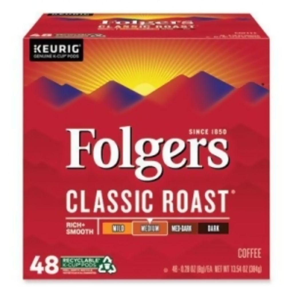 Folgers Classic Roast Medium Roast Keurig K-Cup Coffee Pods, 48ct